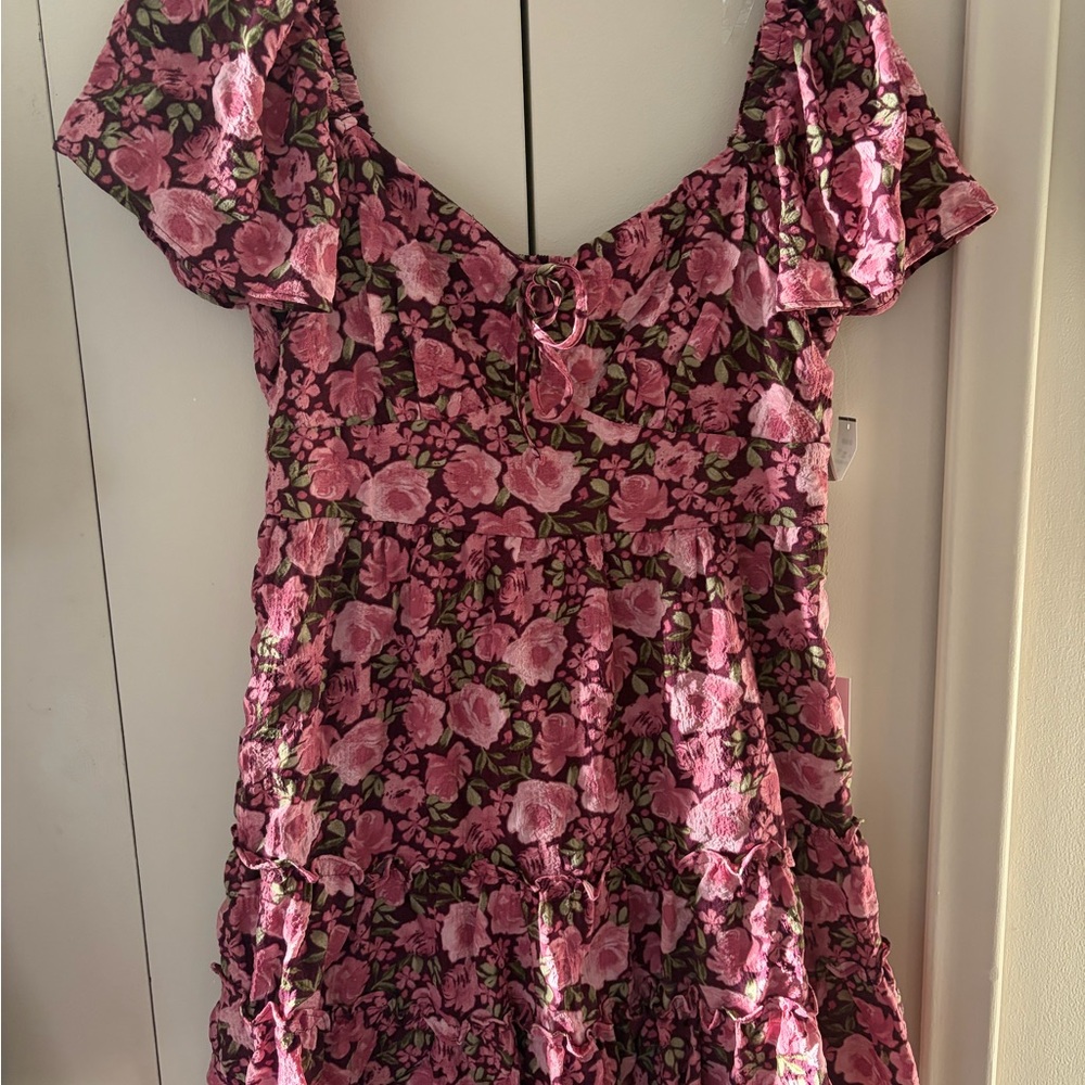 Crystal Doll Pink Floral Mini Dress juniors size large